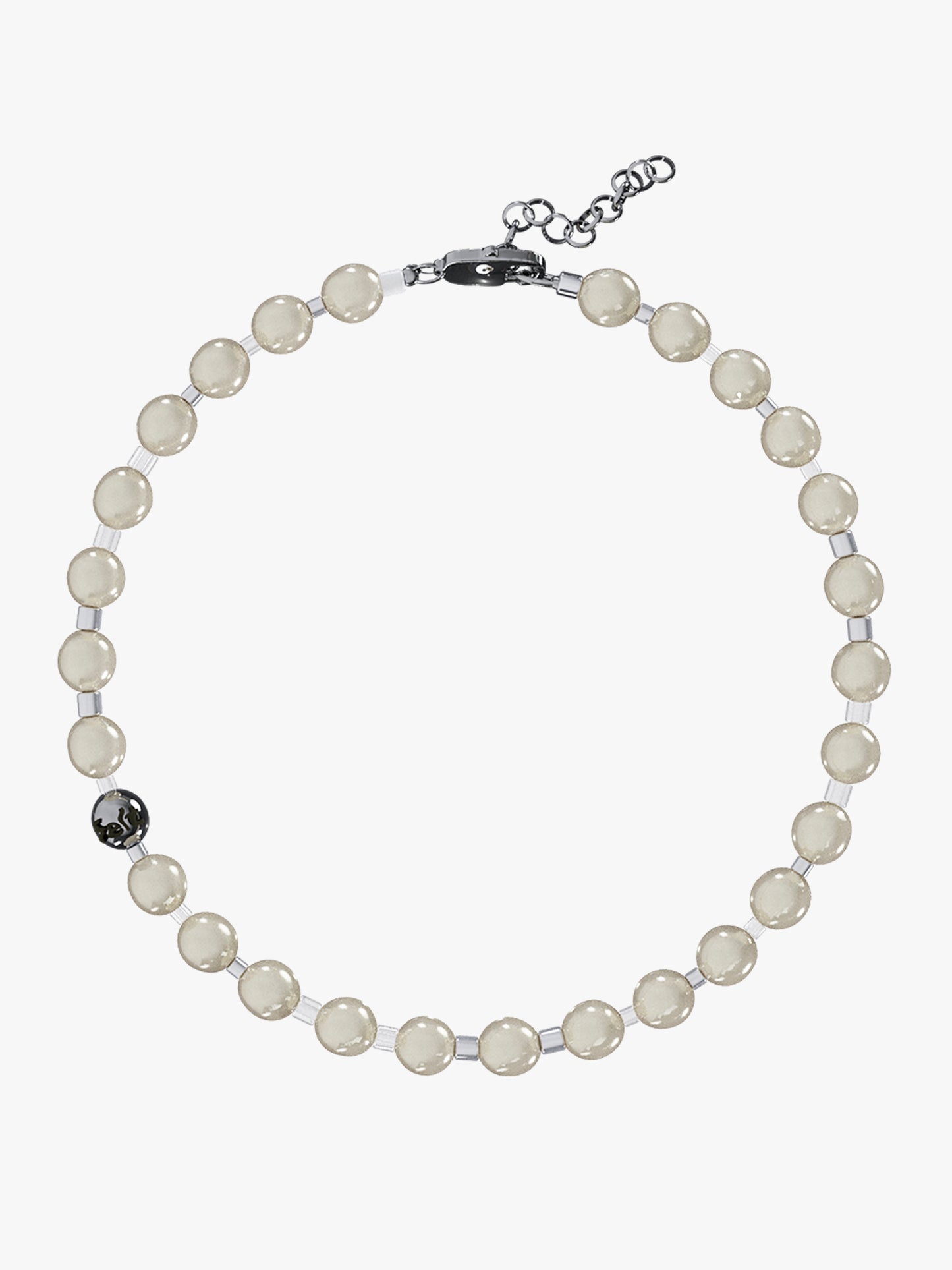Thick pearl white silver necklace