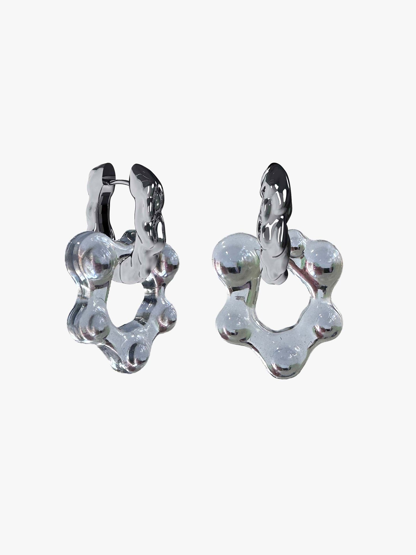 Oyo Nus grey glass silver earring (pair)