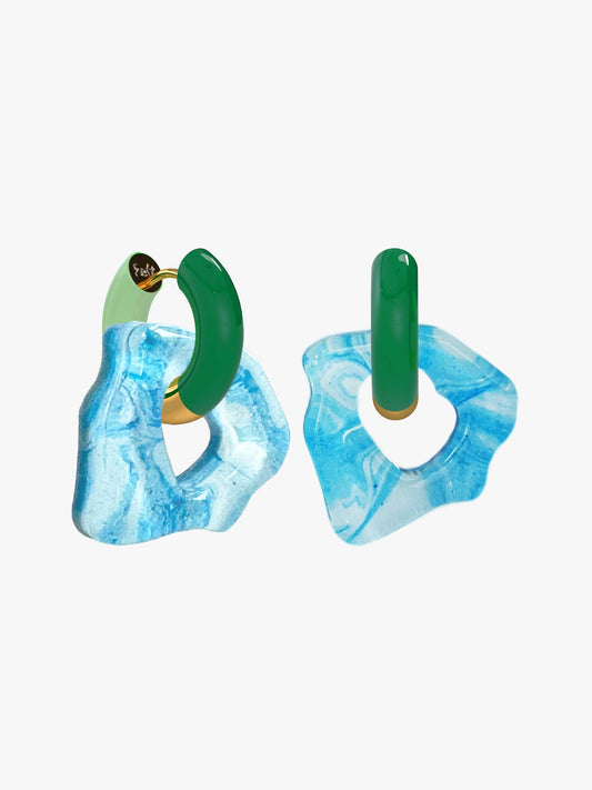 Ora cloud blue Pio green earring (pair)