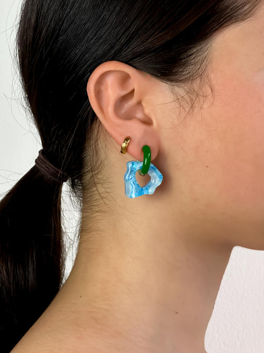 Ora cloud blue Pio green earring (pair)