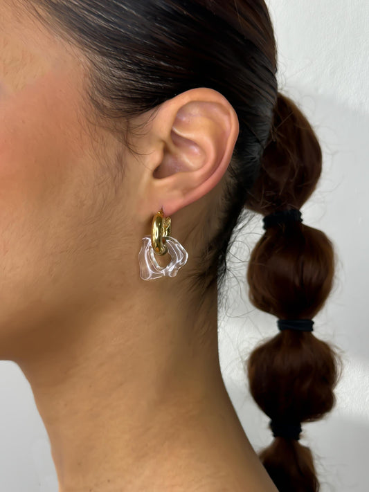 Ora transparent gold earring (pair)