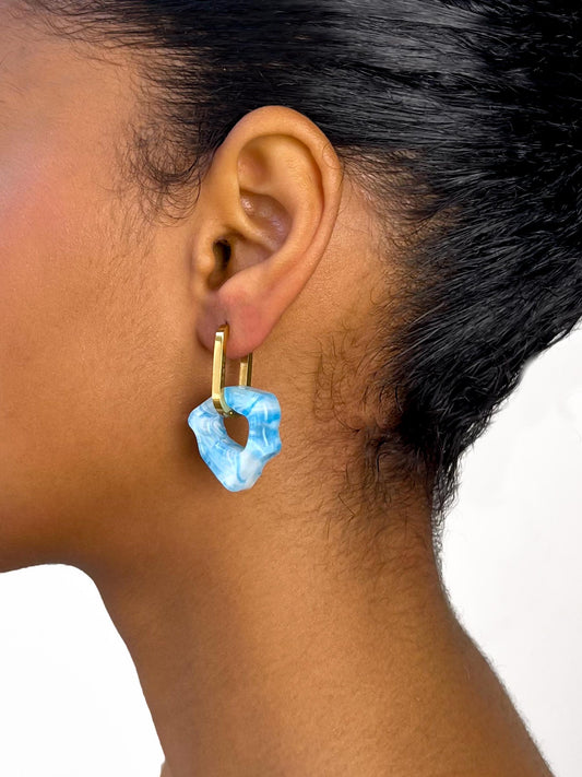 Ora marble blue gold earring (pair)