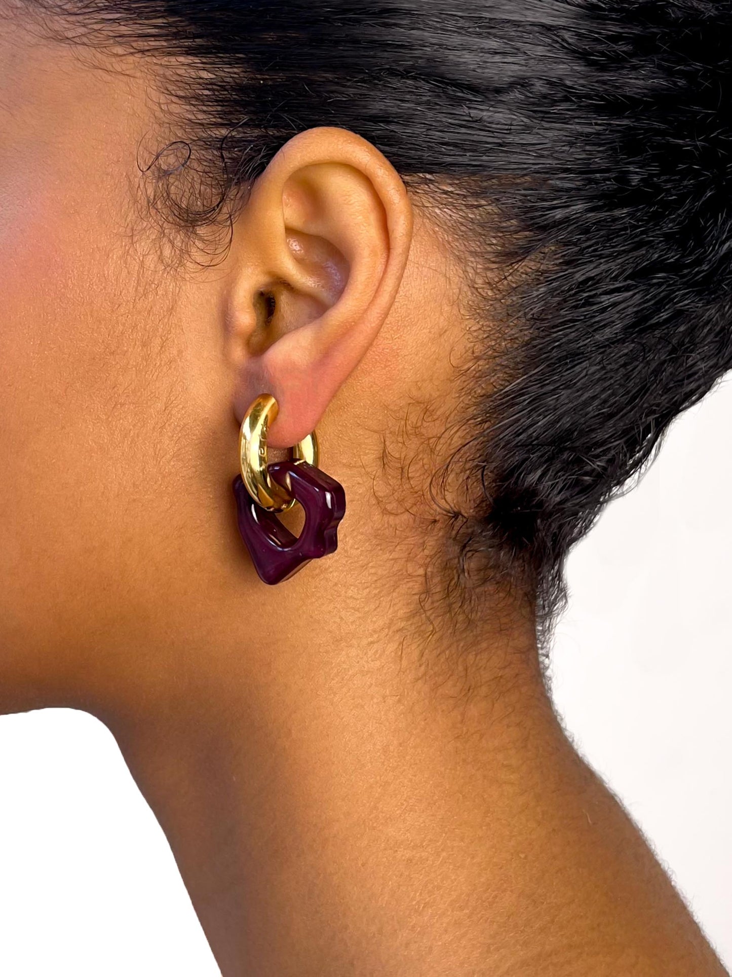 Ora deep purple gold earring (pair)