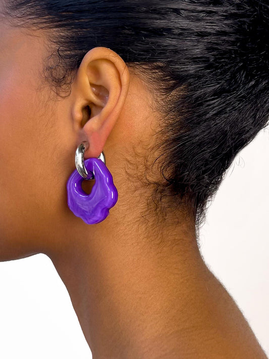 Abe purple silver earring (pair)