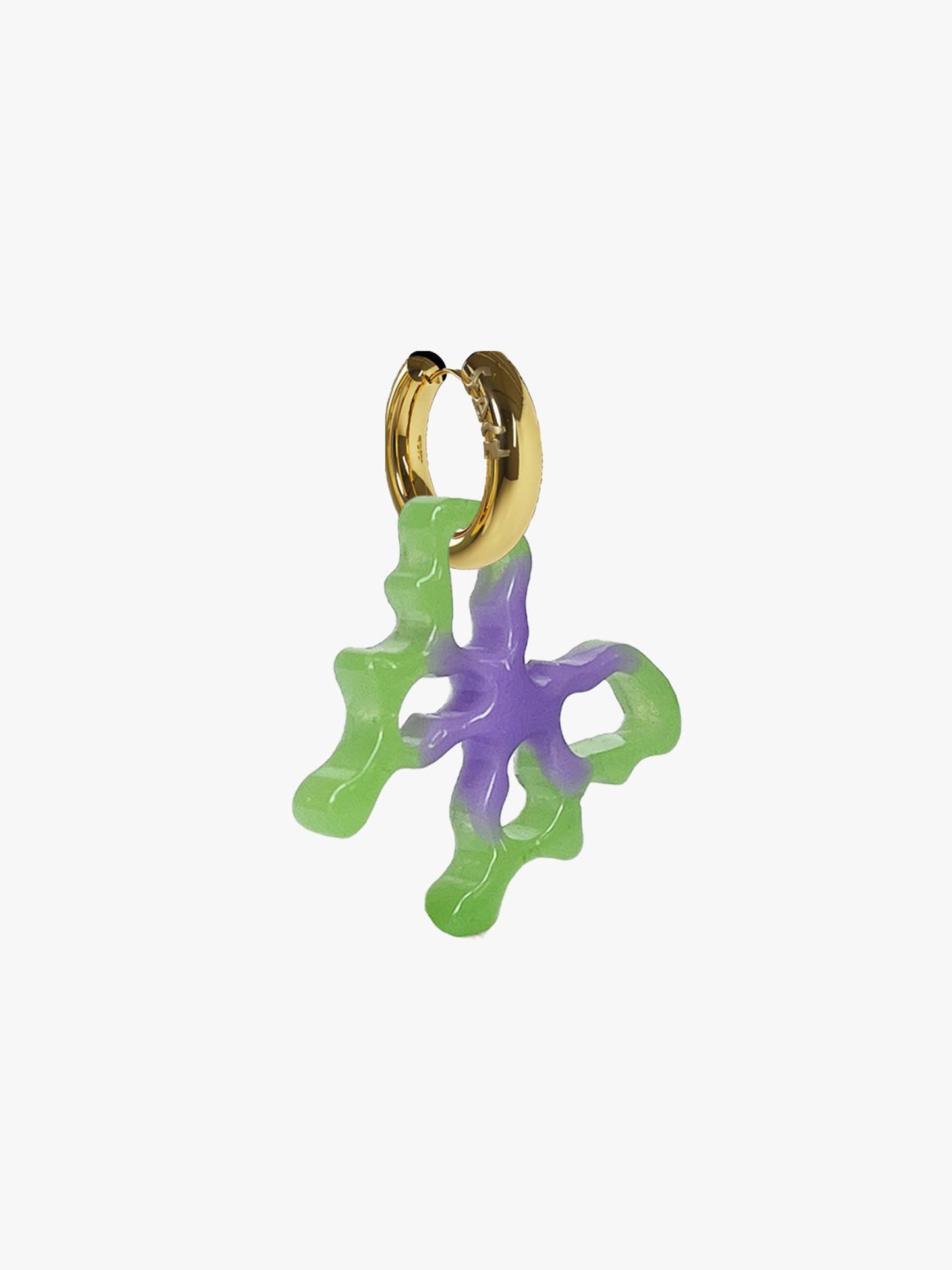 Rio green lilac gold ear hoop (pair)