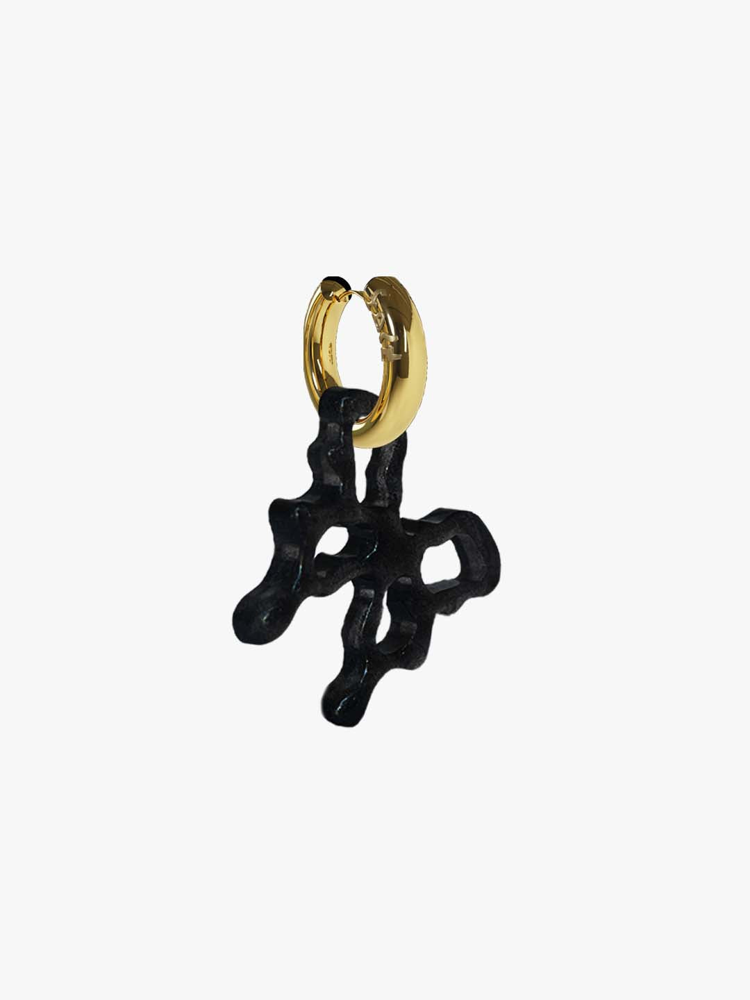 Rio black gold ear hoop (pair)