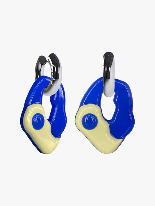 Yin Yang sage blue silver earring (pair)