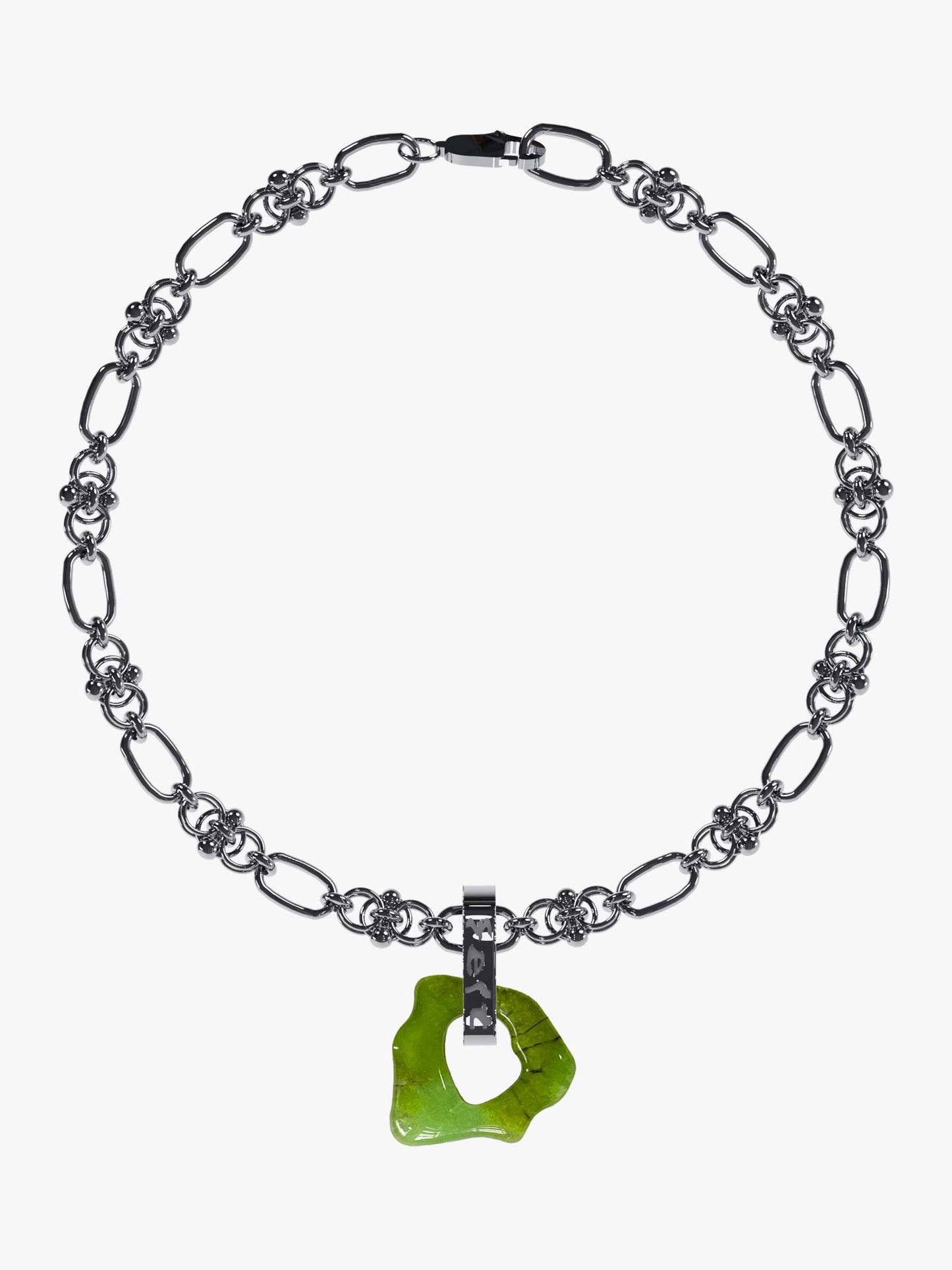 Ora green stone silver necklace